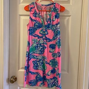 Lilly Pulitzer Neon Blue Pink Sea Shell Dress S